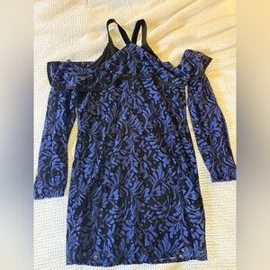 Wayf Black and Blue Floral Dress